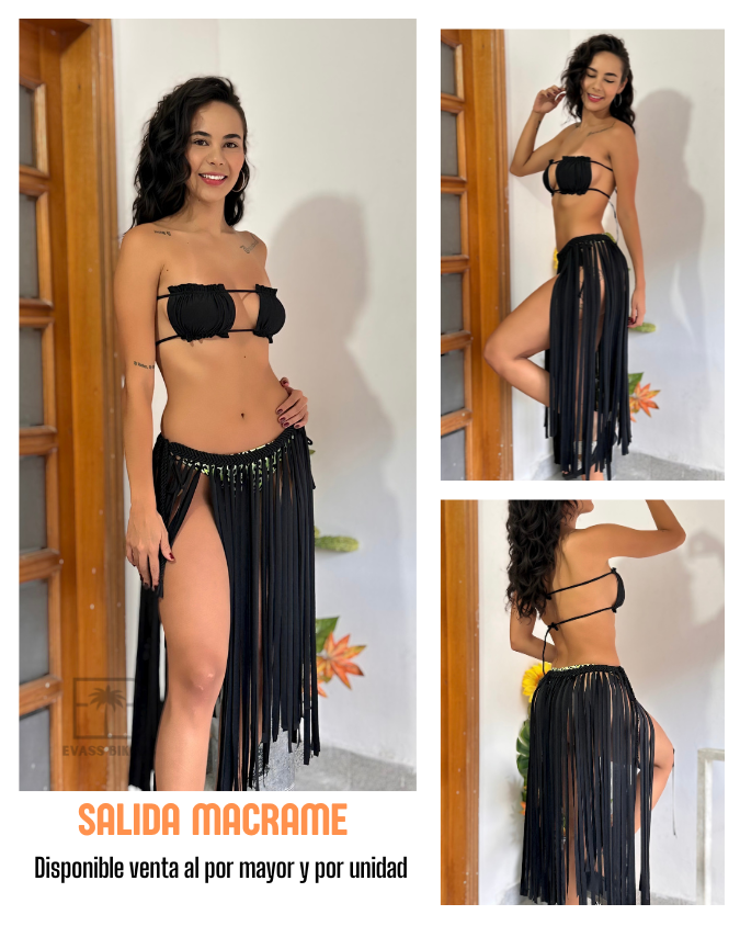 macrame S-tiras negra